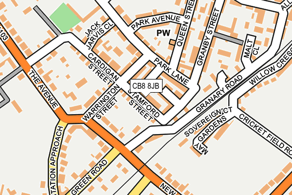 CB8 8JB map - OS OpenMap – Local (Ordnance Survey)