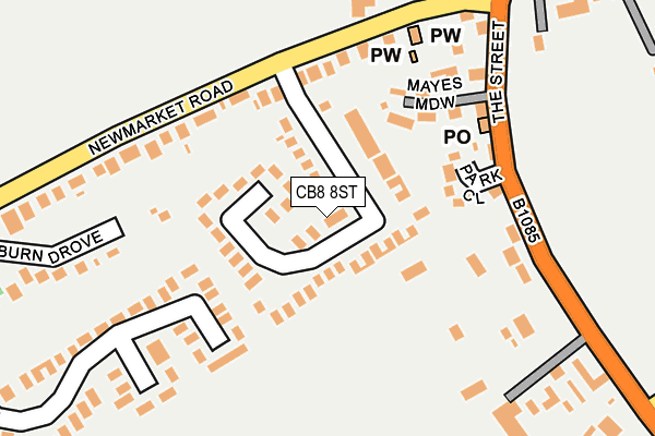 CB8 8ST map - OS OpenMap – Local (Ordnance Survey)