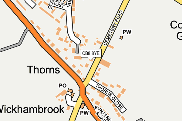 CB8 8YE map - OS OpenMap – Local (Ordnance Survey)