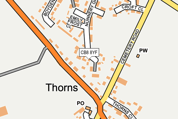 CB8 8YF map - OS OpenMap – Local (Ordnance Survey)