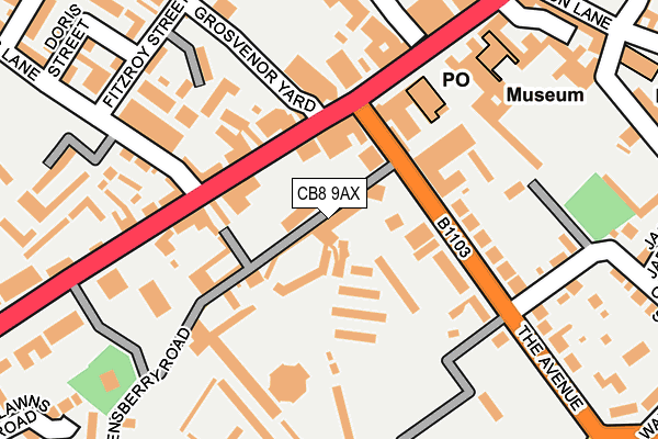 CB8 9AX map - OS OpenMap – Local (Ordnance Survey)