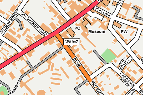 CB8 9AZ map - OS OpenMap – Local (Ordnance Survey)