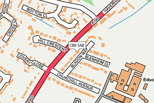CB9 0AB map - OS OpenMap – Local (Ordnance Survey)