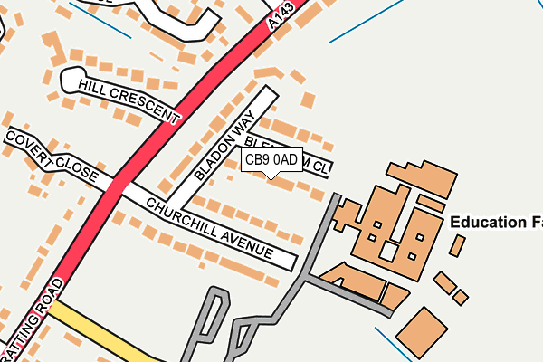 CB9 0AD map - OS OpenMap – Local (Ordnance Survey)