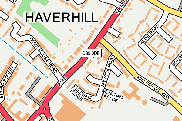 CB9 0DB map - OS OpenMap – Local (Ordnance Survey)