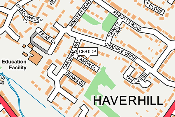 CB9 0DP map - OS OpenMap – Local (Ordnance Survey)