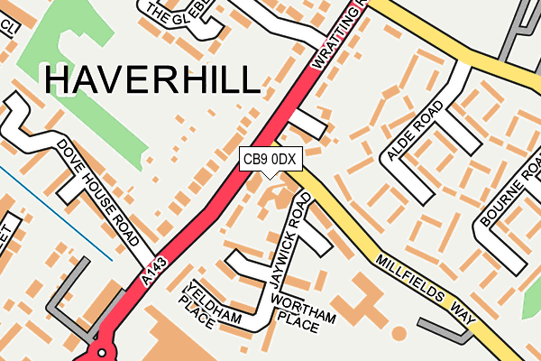 CB9 0DX map - OS OpenMap – Local (Ordnance Survey)