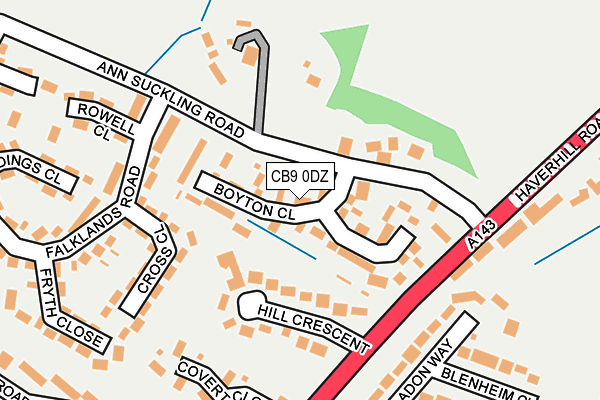 CB9 0DZ map - OS OpenMap – Local (Ordnance Survey)