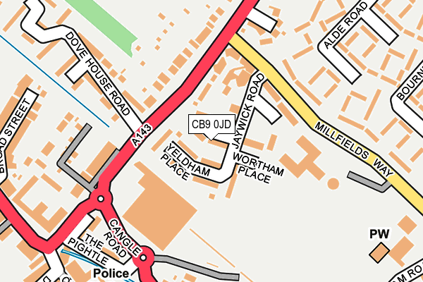 CB9 0JD map - OS OpenMap – Local (Ordnance Survey)