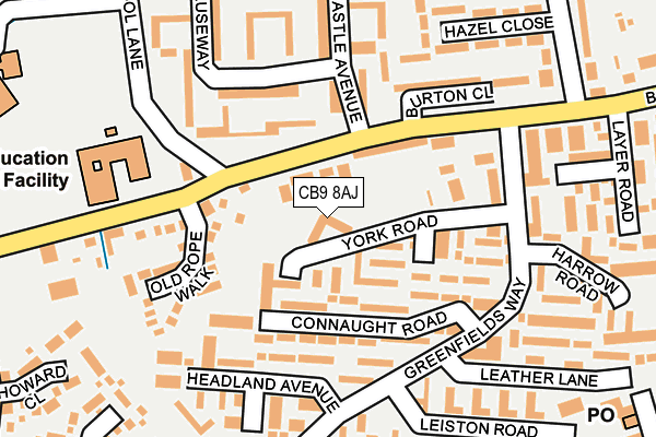 CB9 8AJ map - OS OpenMap – Local (Ordnance Survey)