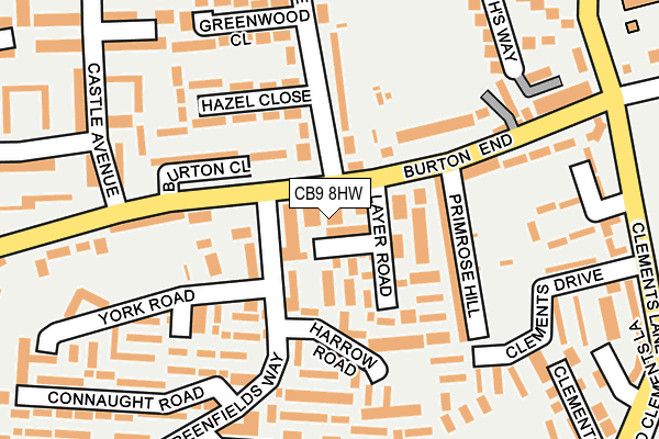 CB9 8HW map - OS OpenMap – Local (Ordnance Survey)