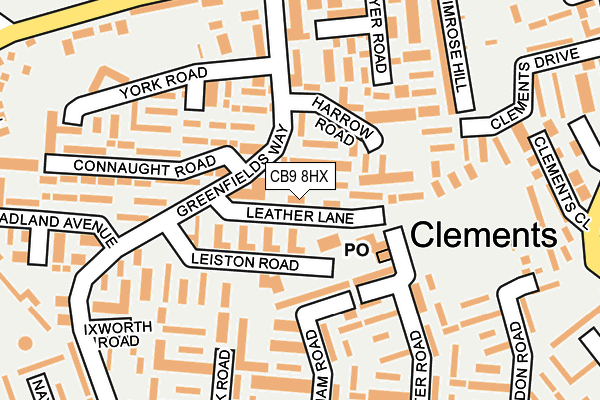 CB9 8HX map - OS OpenMap – Local (Ordnance Survey)