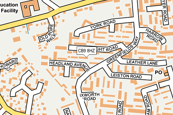CB9 8HZ map - OS OpenMap – Local (Ordnance Survey)