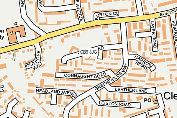 CB9 8JG map - OS OpenMap – Local (Ordnance Survey)