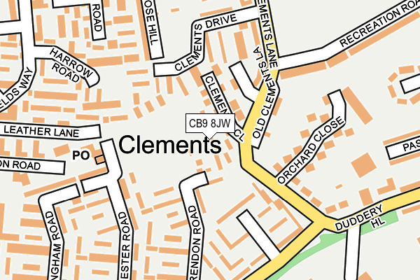 CB9 8JW map - OS OpenMap – Local (Ordnance Survey)