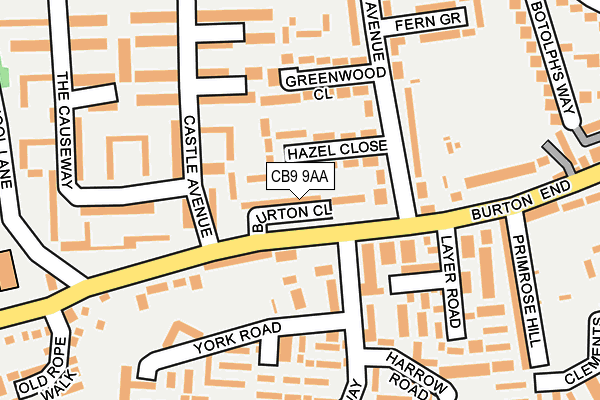 CB9 9AA map - OS OpenMap – Local (Ordnance Survey)