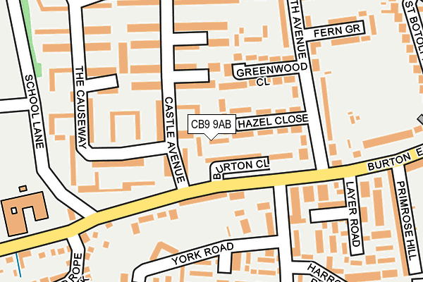 CB9 9AB map - OS OpenMap – Local (Ordnance Survey)