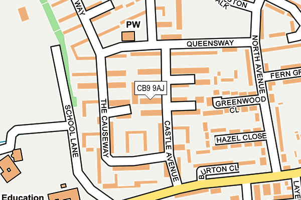 CB9 9AJ map - OS OpenMap – Local (Ordnance Survey)