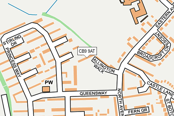 CB9 9AT map - OS OpenMap – Local (Ordnance Survey)