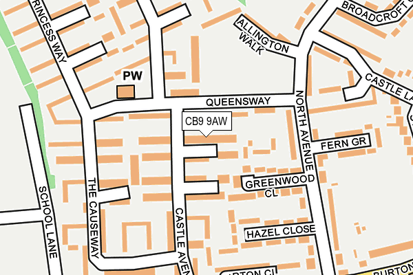 CB9 9AW map - OS OpenMap – Local (Ordnance Survey)