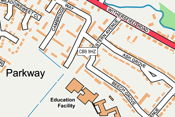 CB9 9HZ map - OS OpenMap – Local (Ordnance Survey)