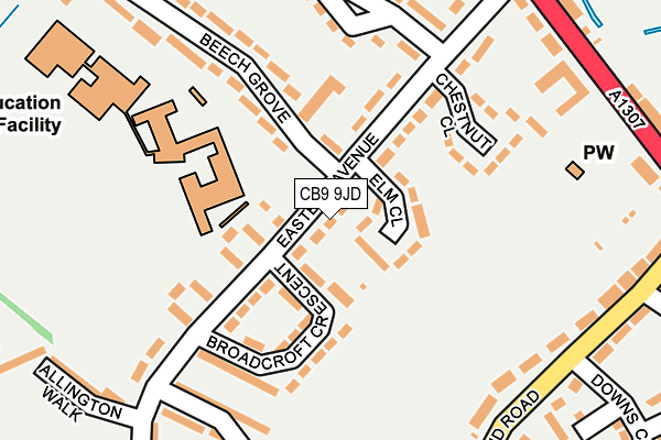 CB9 9JD map - OS OpenMap – Local (Ordnance Survey)