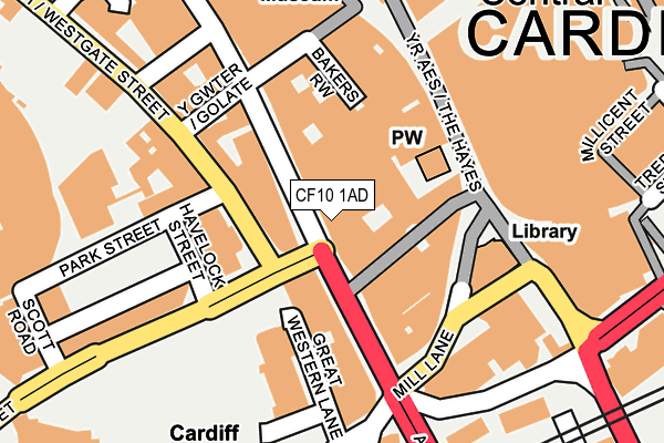 CF10 1AD map - OS OpenMap – Local (Ordnance Survey)