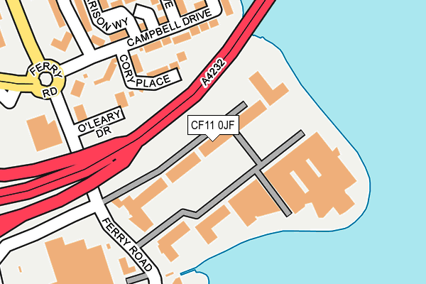 CF11 0JF map - OS OpenMap – Local (Ordnance Survey)