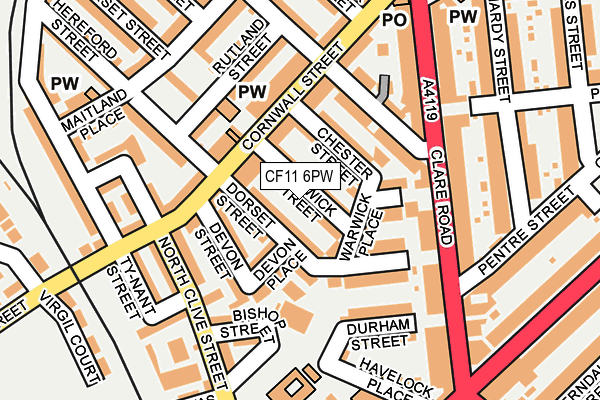 CF11 6PW map - OS OpenMap – Local (Ordnance Survey)