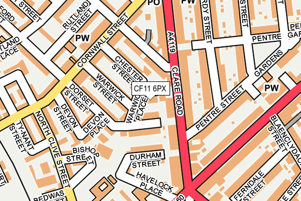 CF11 6PX map - OS OpenMap – Local (Ordnance Survey)
