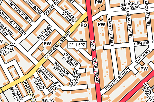 CF11 6PZ map - OS OpenMap – Local (Ordnance Survey)