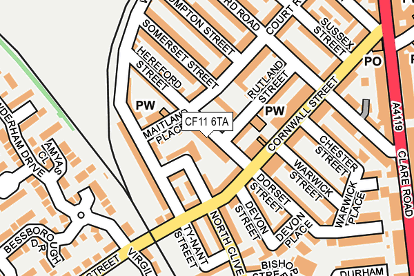 CF11 6TA map - OS OpenMap – Local (Ordnance Survey)