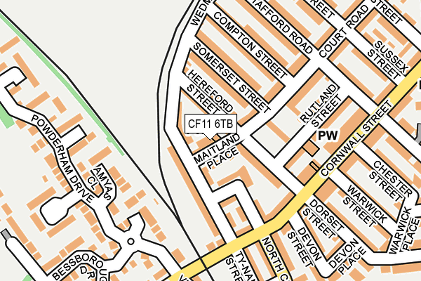 CF11 6TB map - OS OpenMap – Local (Ordnance Survey)