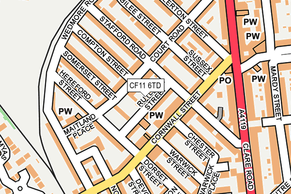 CF11 6TD map - OS OpenMap – Local (Ordnance Survey)