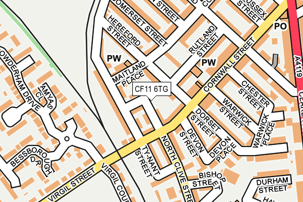 CF11 6TG map - OS OpenMap – Local (Ordnance Survey)