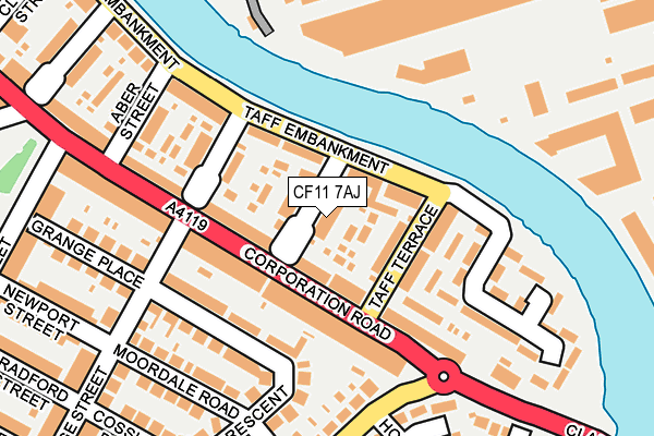 CF11 7AJ map - OS OpenMap – Local (Ordnance Survey)