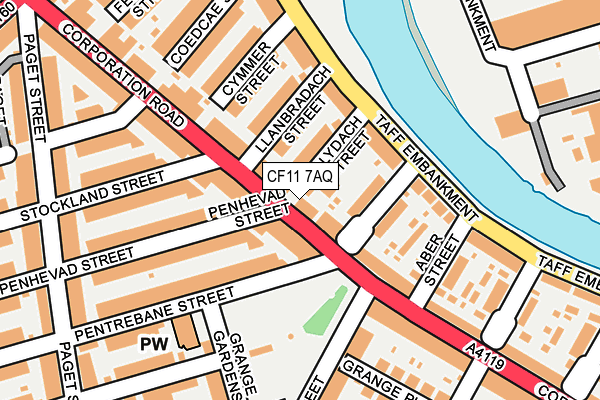 CF11 7AQ map - OS OpenMap – Local (Ordnance Survey)