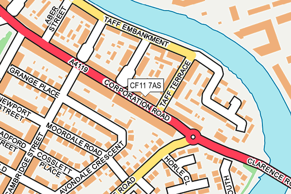 CF11 7AS map - OS OpenMap – Local (Ordnance Survey)