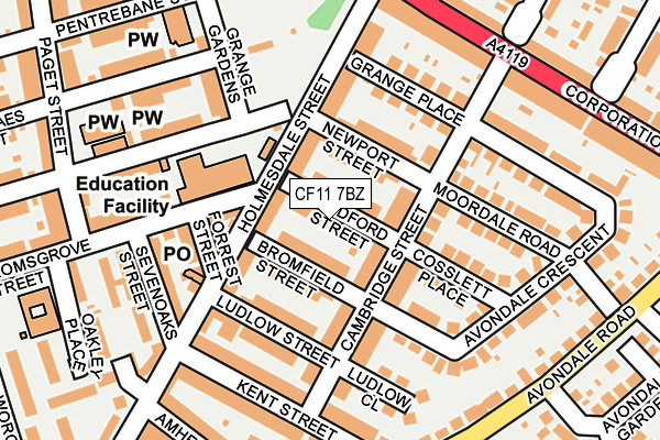 CF11 7BZ map - OS OpenMap – Local (Ordnance Survey)