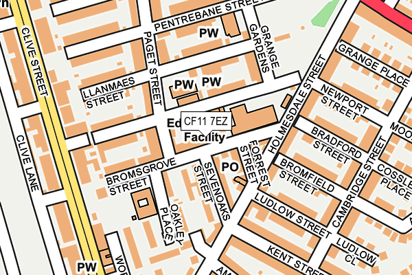 CF11 7EZ map - OS OpenMap – Local (Ordnance Survey)