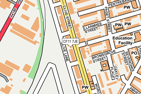 CF11 7JE map - OS OpenMap – Local (Ordnance Survey)