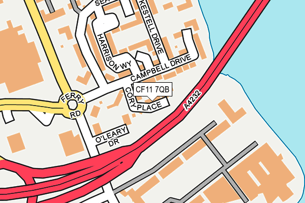 CF11 7QB map - OS OpenMap – Local (Ordnance Survey)