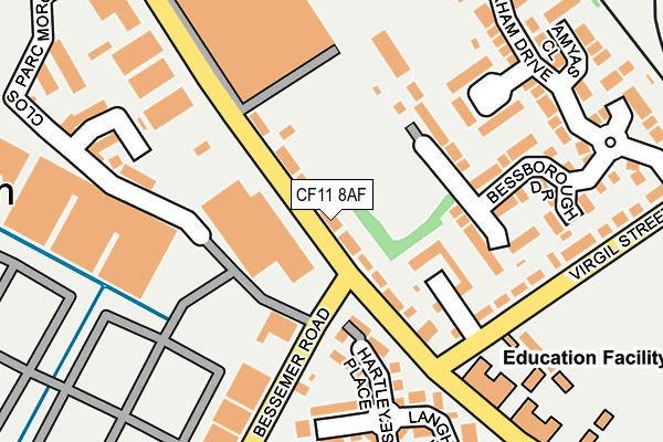 CF11 8AF map - OS OpenMap – Local (Ordnance Survey)