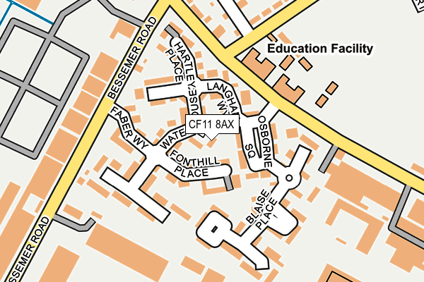 CF11 8AX map - OS OpenMap – Local (Ordnance Survey)