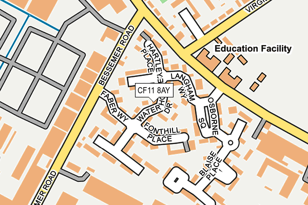 CF11 8AY map - OS OpenMap – Local (Ordnance Survey)