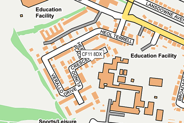 CF11 8DX map - OS OpenMap – Local (Ordnance Survey)