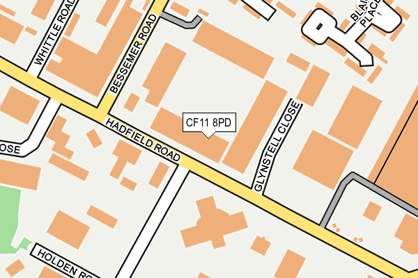 CF11 8PD map - OS OpenMap – Local (Ordnance Survey)