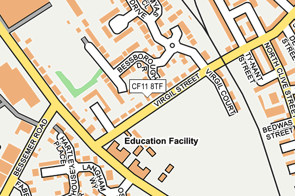 CF11 8TF map - OS OpenMap – Local (Ordnance Survey)