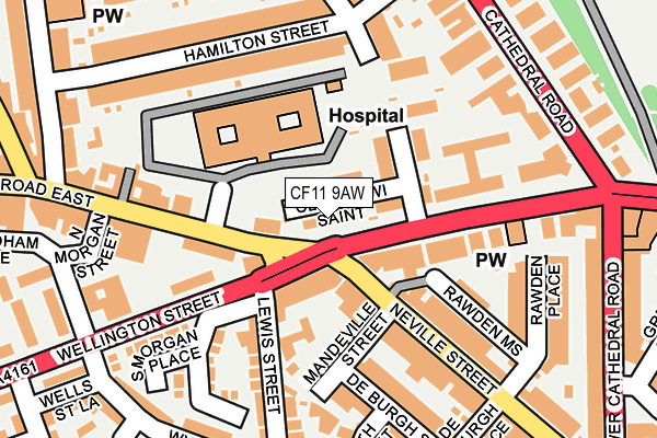 CF11 9AW map - OS OpenMap – Local (Ordnance Survey)