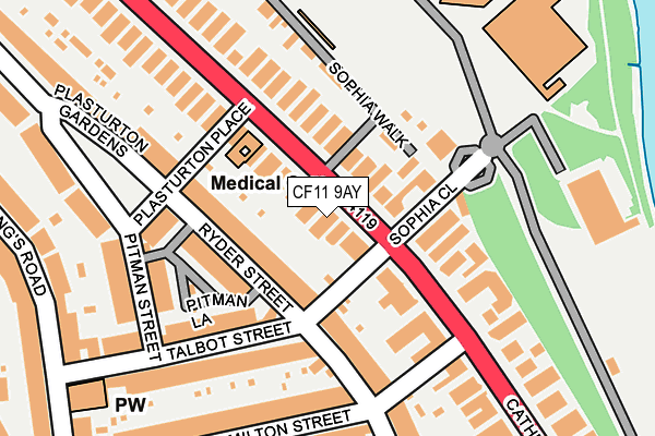 CF11 9AY map - OS OpenMap – Local (Ordnance Survey)